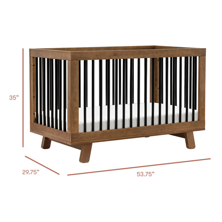 Dimensions of Babyletto Hudson 3-in-1 Convertible Crib And Toddler Rail in -- Color_Natural Walnut/Black