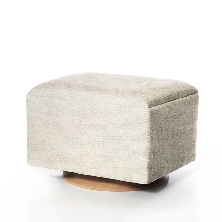 Small Stationary Ottoman With Wood Base