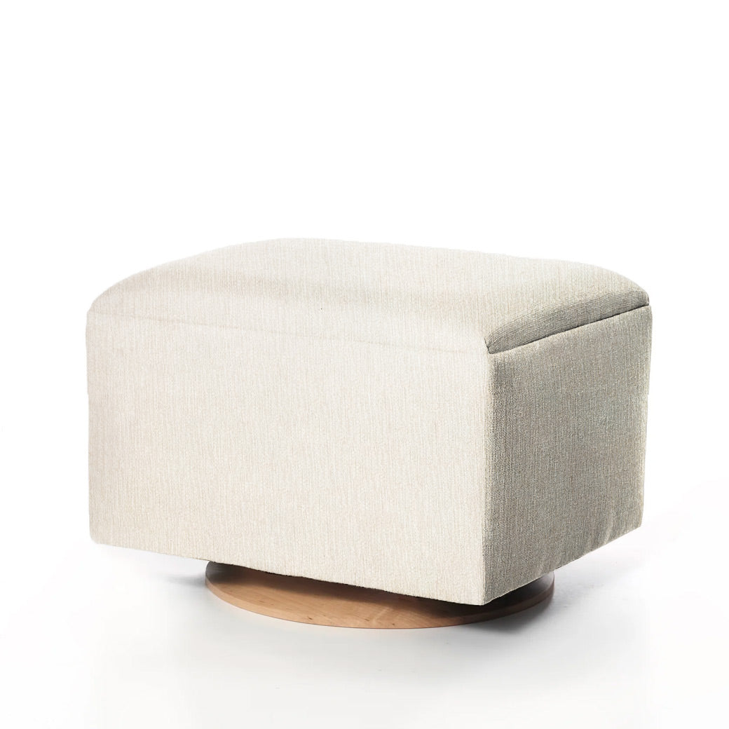 Small Stationary Ottoman With Wood Base
