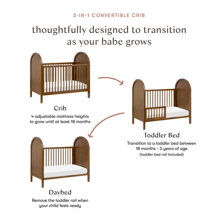 Bondi 3-in-1 Convertible Crib with Toddler Bed Conversion Kit