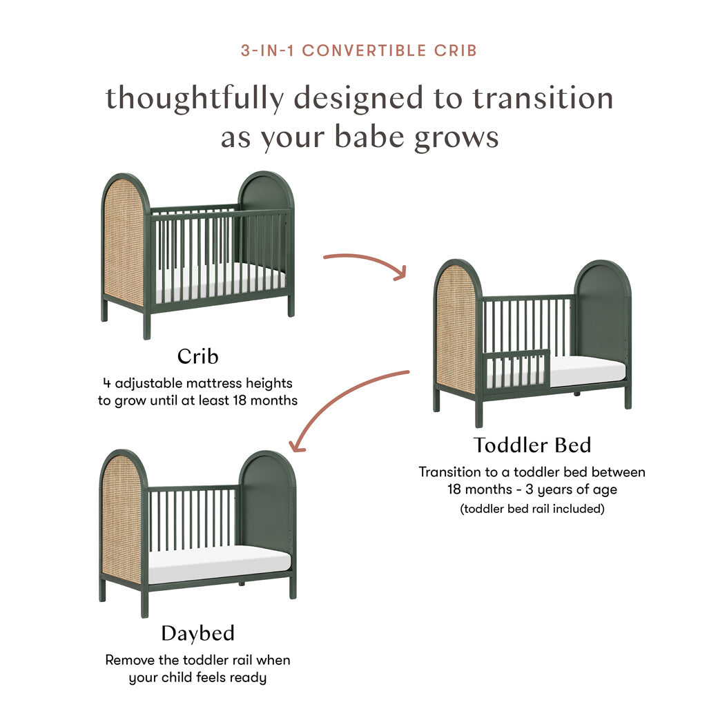Bondi 3-in-1 Convertible Crib with Toddler Bed Conversion Kit