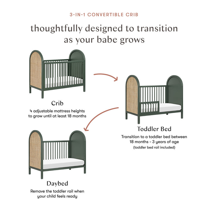 Bondi 3-in-1 Convertible Crib with Toddler Bed Conversion Kit