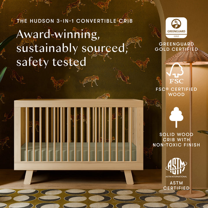 Hudson 3-in-1 Convertible Crib + Toddler Rail