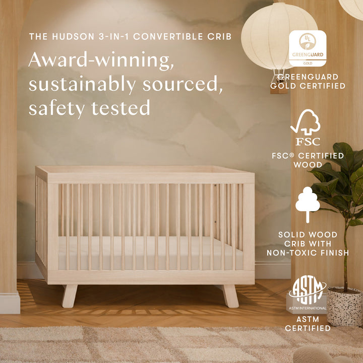 Hudson 3-in-1 Convertible Crib + Toddler Rail