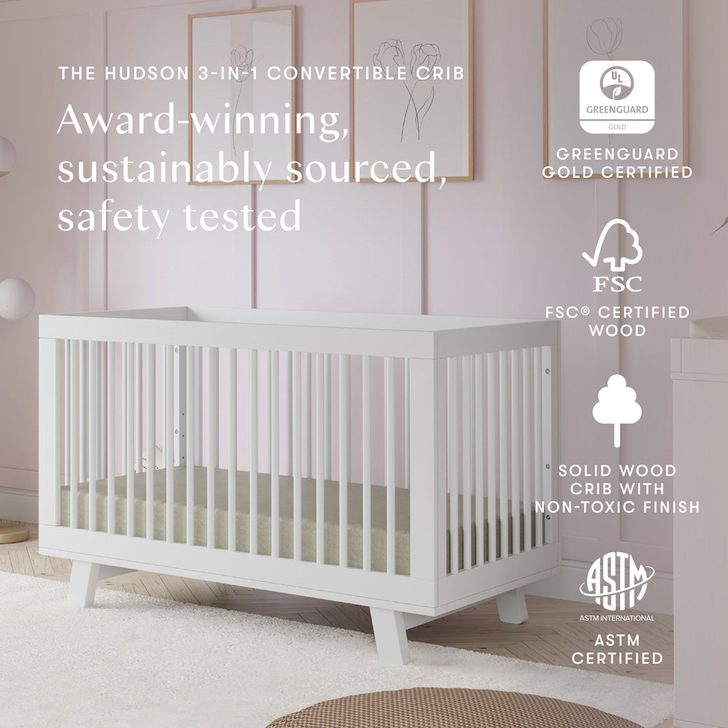 Hudson 3-in-1 Convertible Crib + Toddler Rail