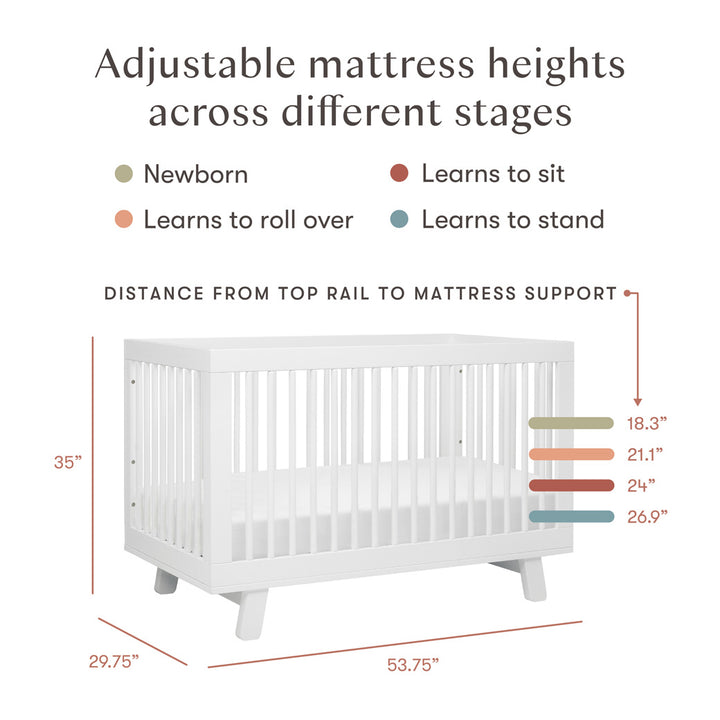 Hudson 3-in-1 Convertible Crib + Toddler Rail