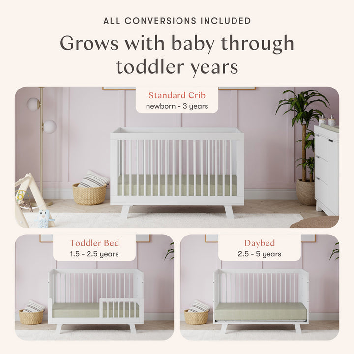 Hudson 3-in-1 Convertible Crib + Toddler Rail