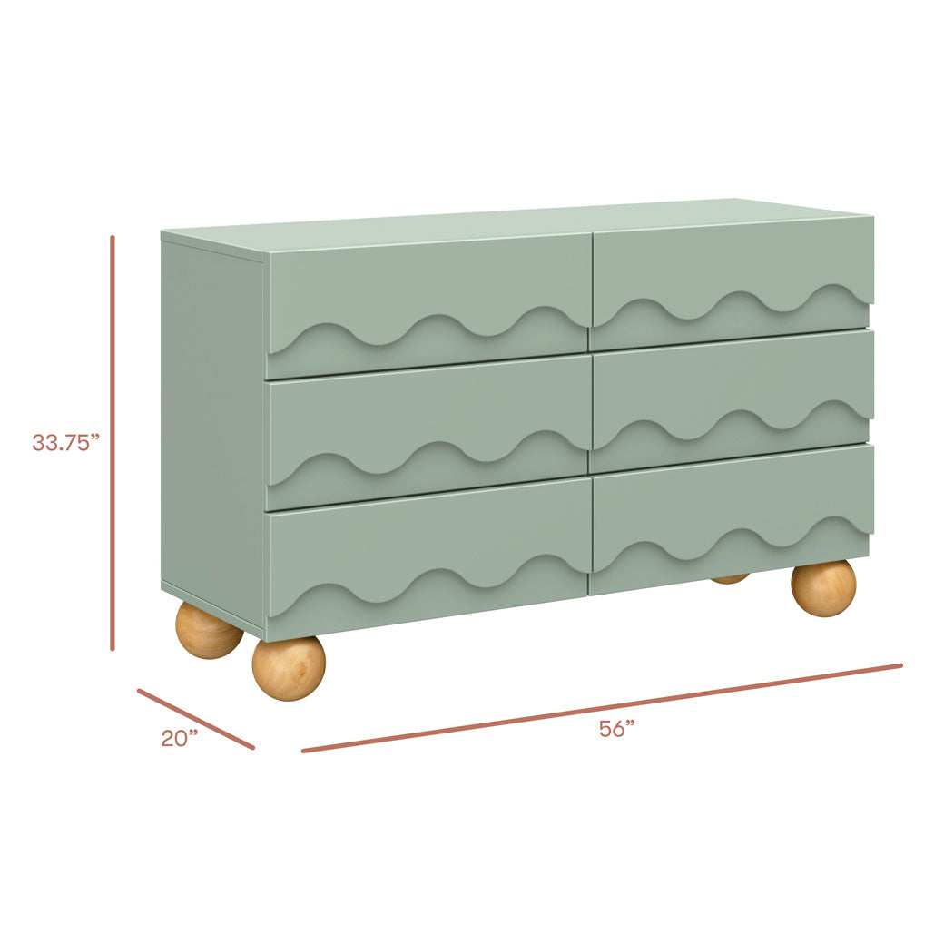 Lido Wave 6-Drawer Wide Assembled Dresser 56"