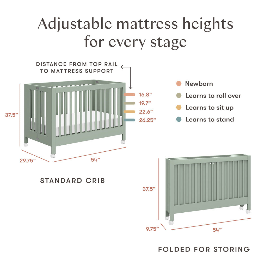 Maki Portable Folding Crib + Conversion Kit