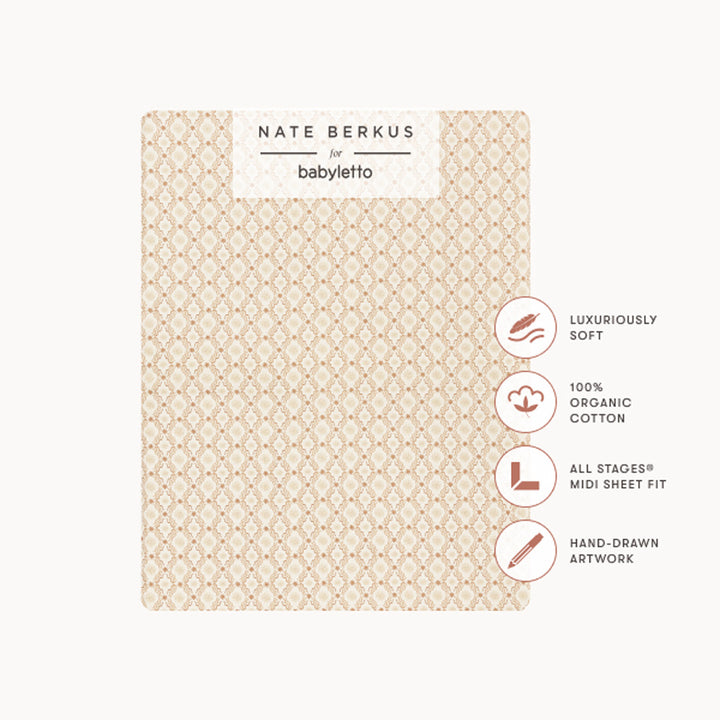 All-Stages Midi Crib Sheet in GOTS Certified Organic Brushed Cotton