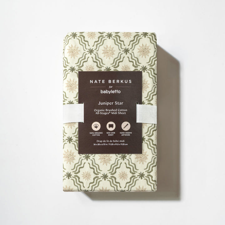 All-Stages Midi Crib Sheet in GOTS Certified Organic Brushed Cotton
