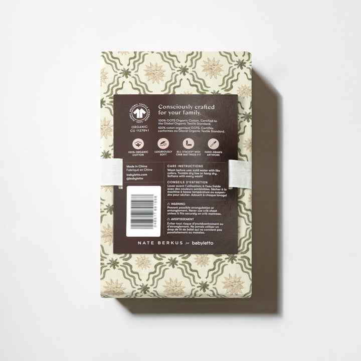 All-Stages Midi Crib Sheet in GOTS Certified Organic Brushed Cotton