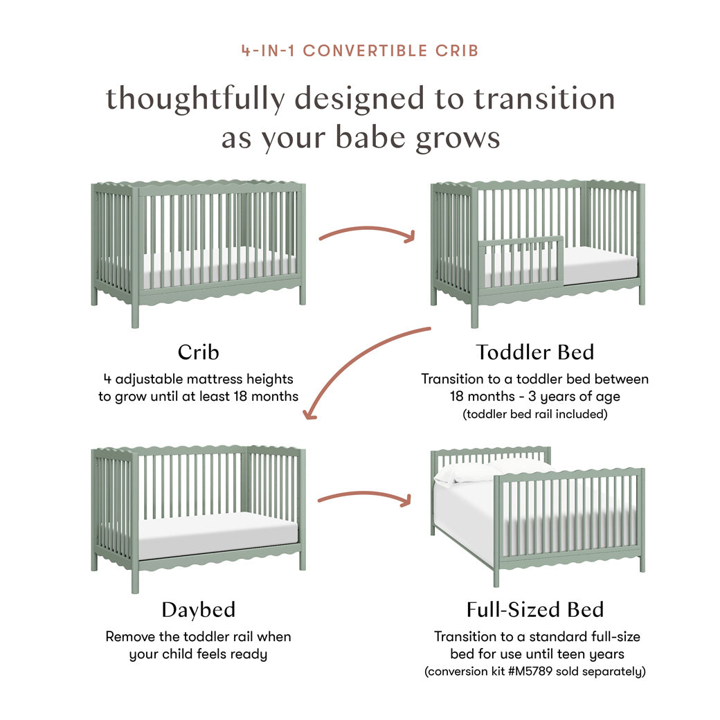 Swell 4-in-1 Convertible Crib with Toddler Bed Conversion Kit