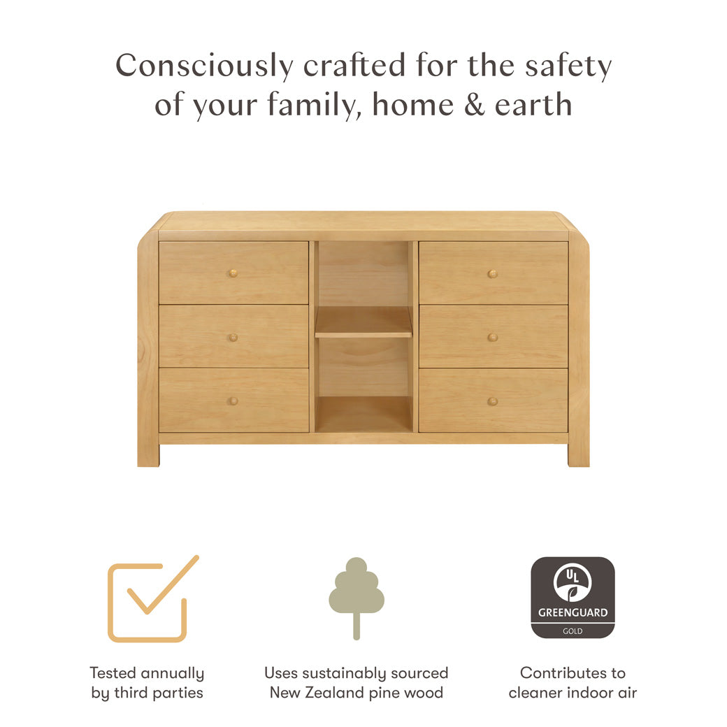 TipToe 6-Drawer Extra Wide Assembled Dresser with Cubbies (62")