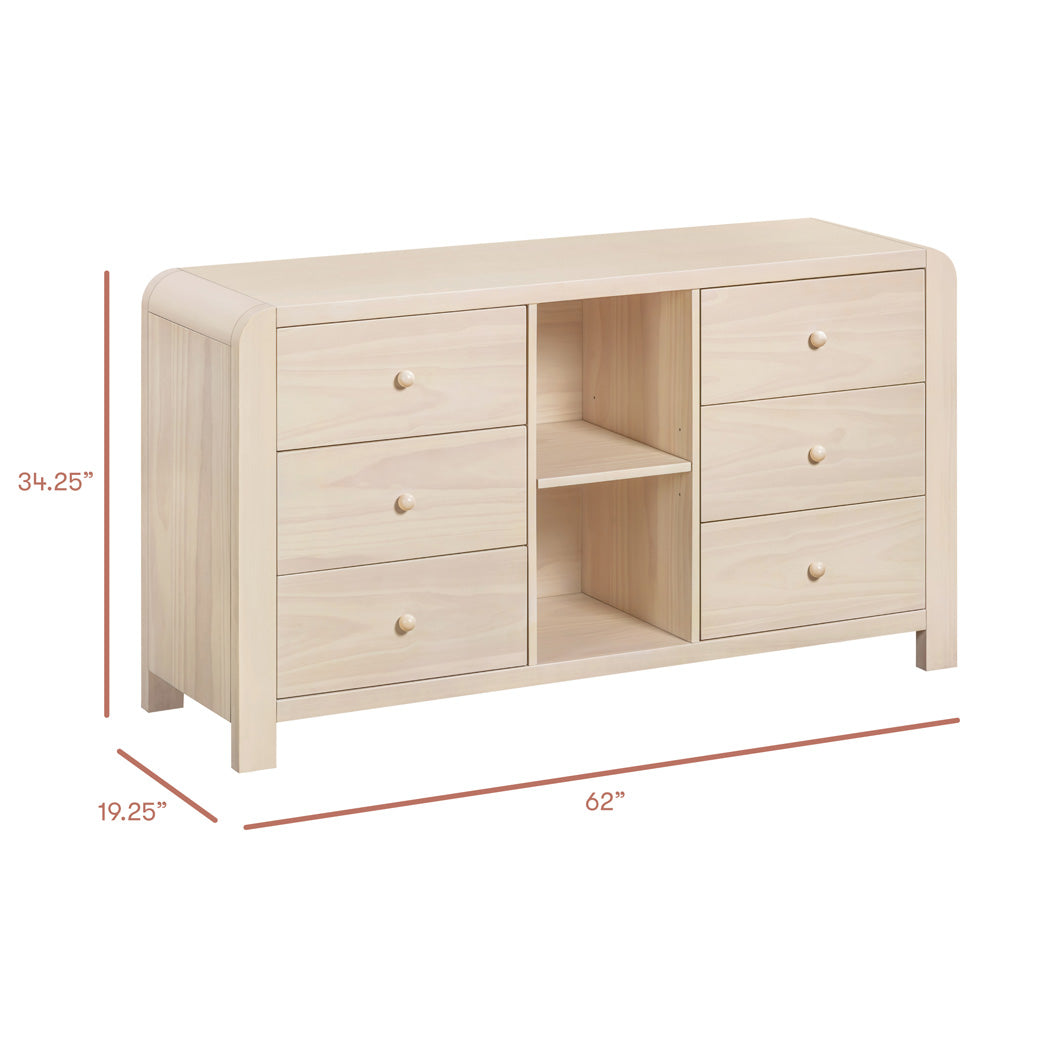 TipToe 6-Drawer Extra Wide Assembled Dresser with Cubbies (62")