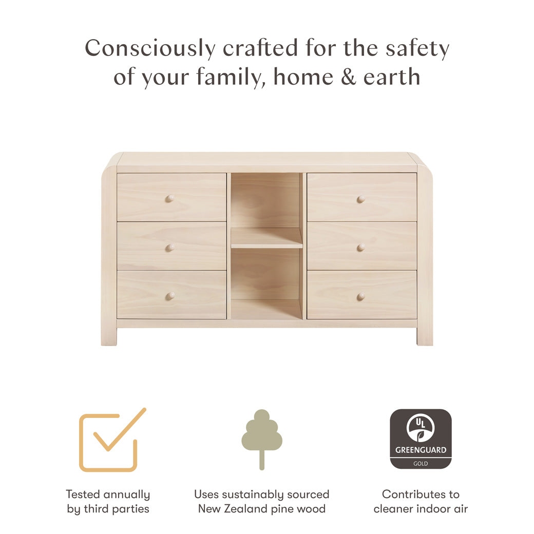 TipToe 6-Drawer Extra Wide Assembled Dresser with Cubbies (62")