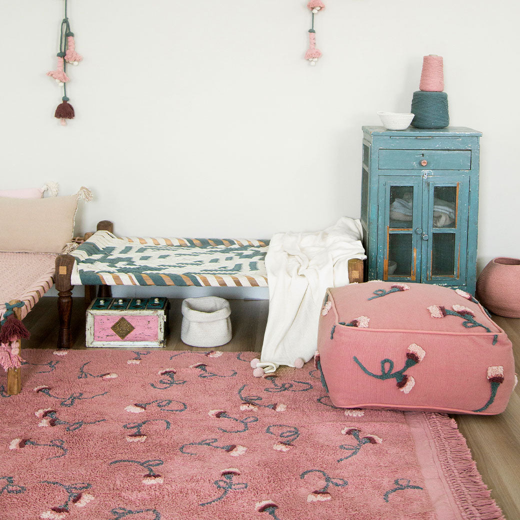 English Garden Ash Rose Pouffe