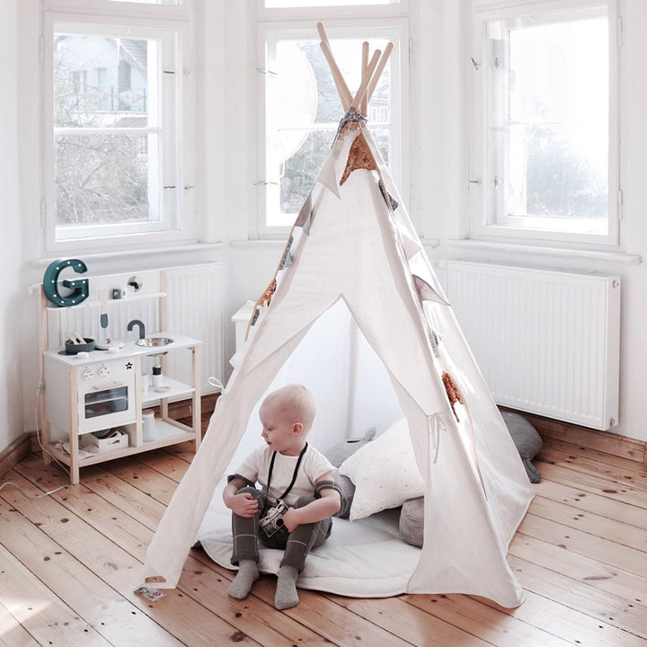 Linen Teepee Tent and Mat Set