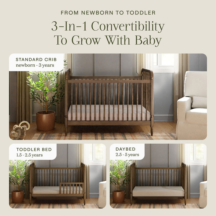 Liberty 3-in-1 Convertible Spindle Crib + Toddler Bed Conversion Kit