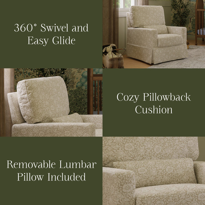 Crawford Pillowback Comfort Swivel Glider