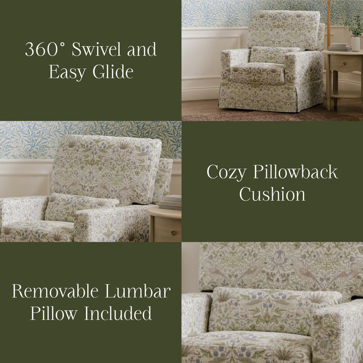 Crawford Pillowback Comfort Swivel Glider