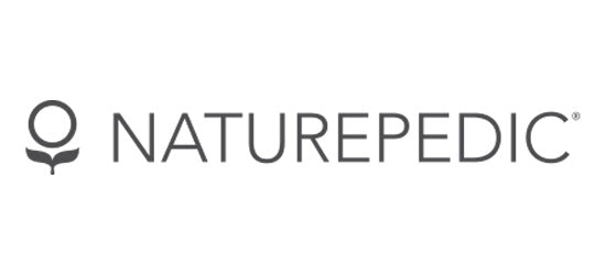 The Naturepedic logo, a flower followed by NATUREPEDIC in all capital letters