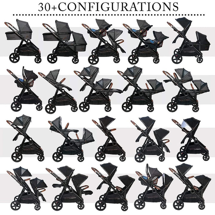 Maverick Single To Double Stroller With Bassinet and Toddler Seat