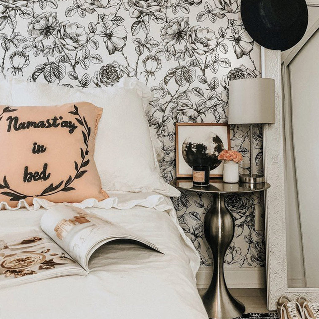 Black and White Floral Mural