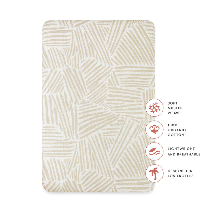 Features of the Babyletto All-Stages Bassinet Sheet In GOTS Certified Organic Muslin Cotton in -- Color_Oat Stripe