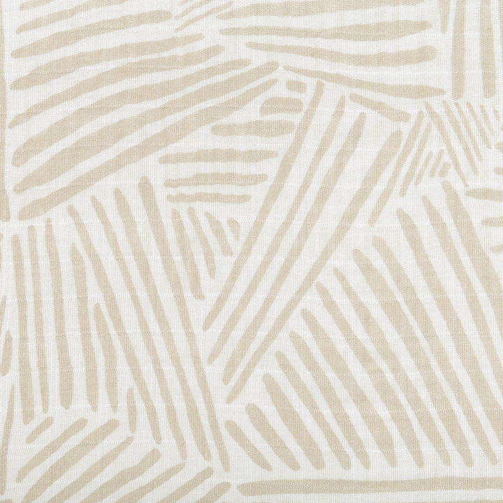 Closeup view of the Babyletto All-Stages Bassinet Sheet In GOTS Certified Organic Muslin Cotton in -- Color_Oat Stripe