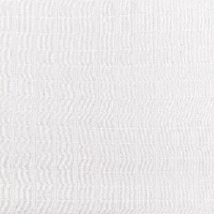 Closeup of the pattern of the Babyletto's Crib Sheet in GOTS Certified Organic Muslin Cotton in -- Color_White