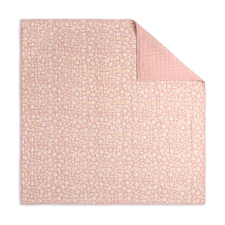 Front side of Babyletto's Quilt In 3-Layer GOTS Certified Organic Muslin Cotton in -- Color_Daisy