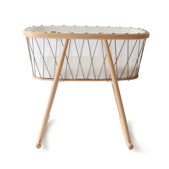 Profile View of Charlie Crane KUMI Cradle in -- Color_Hazelnut