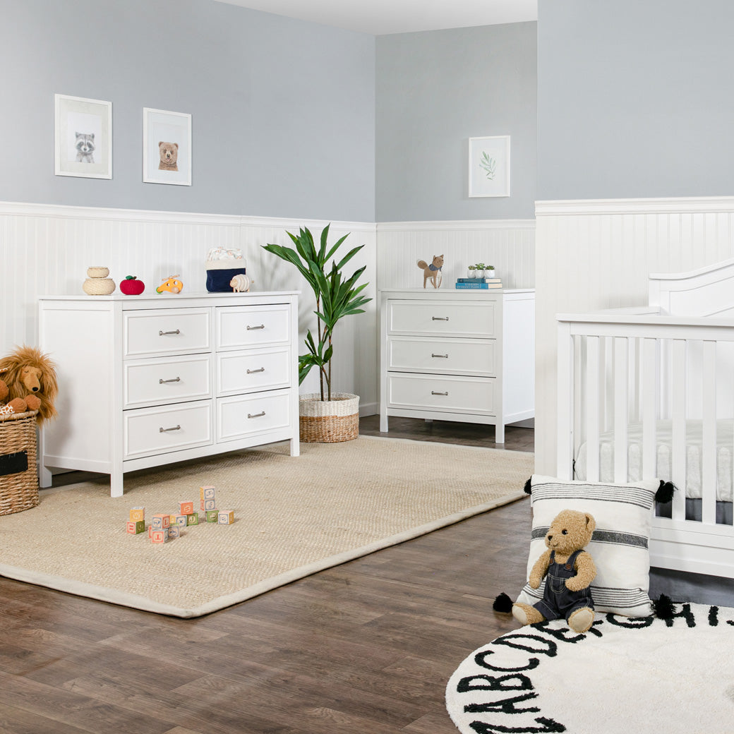 The DaVinci Charlie 3-Drawer Dresser in distance, lifestyle photo  in -- Color_White
