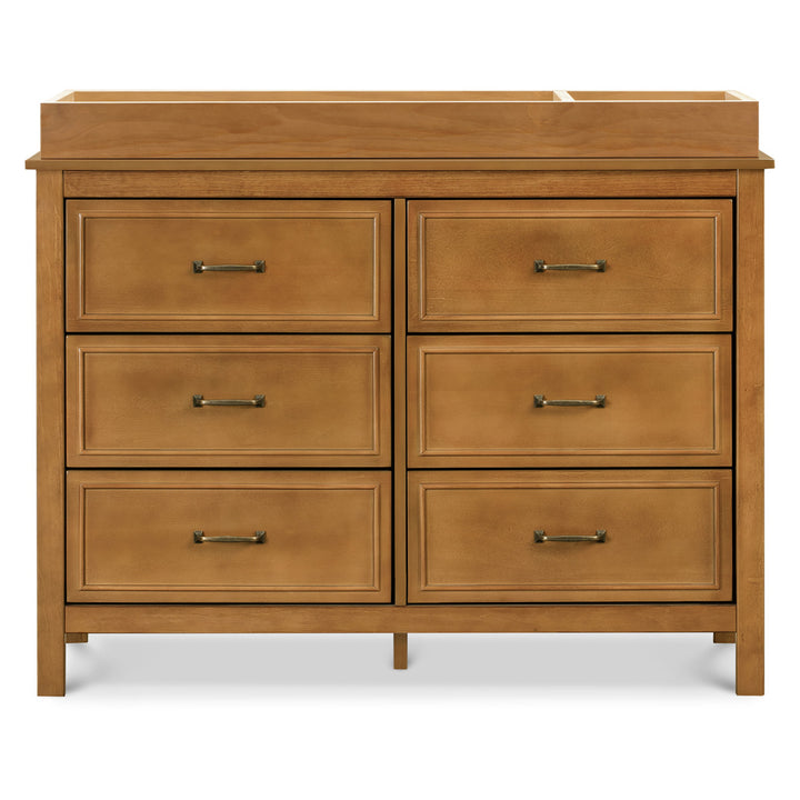 Front view of The DaVinci Charlie 6-Drawer Dresser with changing tray in -- Color_Chestnut