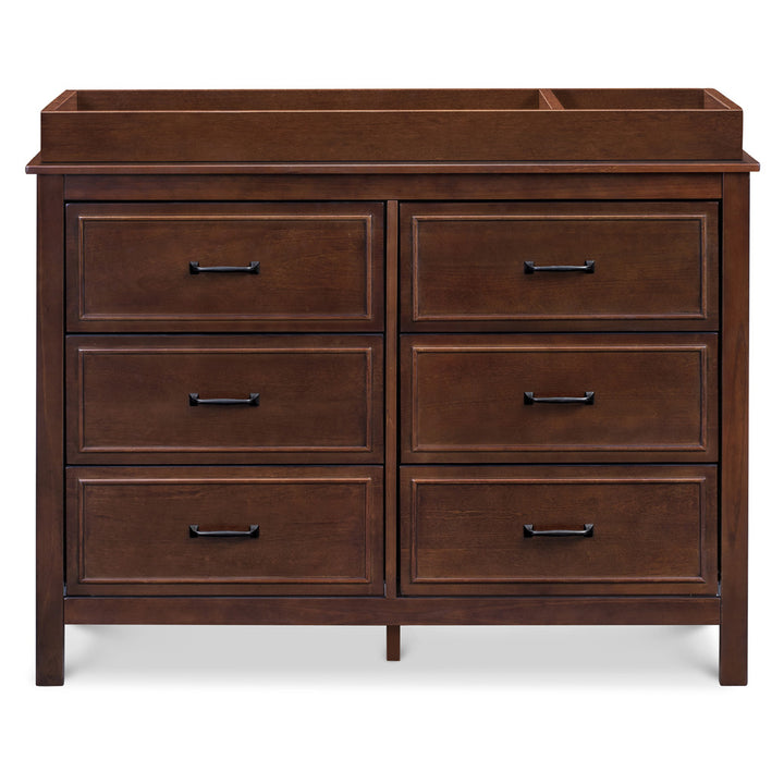 Front view of The DaVinci Charlie 6-Drawer Dresser with changing tray in -- Color_Espresso