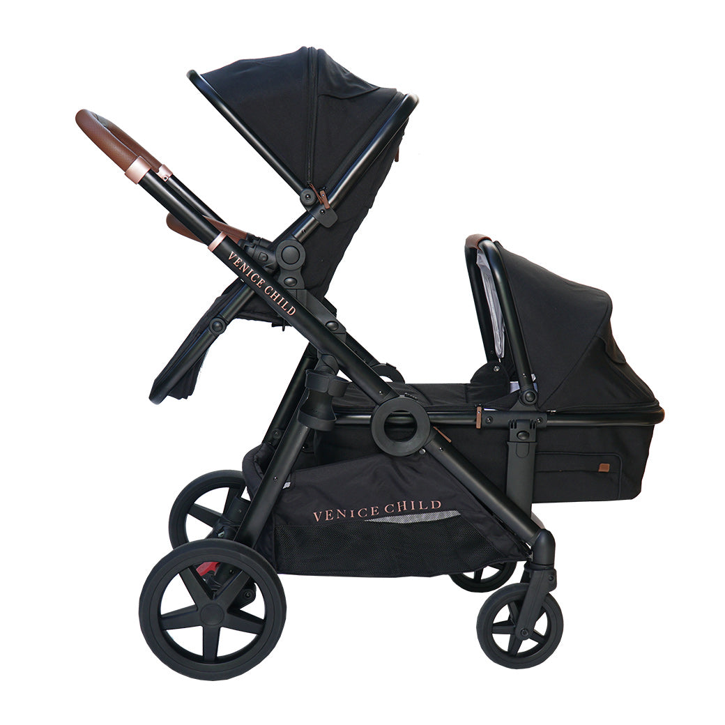 Maverick Single To Double Stroller With Bassinet and Toddler Seat