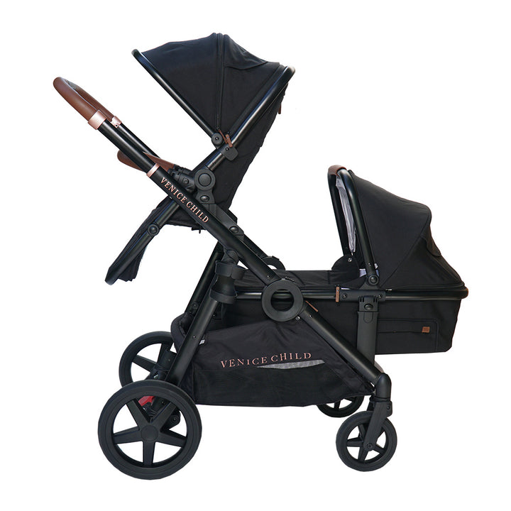 Maverick Single To Double Stroller With Bassinet and Toddler Seat