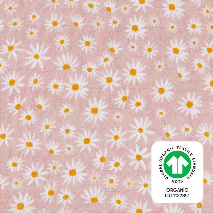 Babyletto's All-Stages Midi Crib Sheet In GOTS Certified Organic Muslin Cotton with ORGANIC tag in -- Color_Daisy