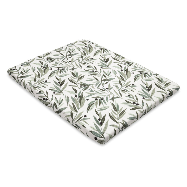 Babyletto's All-Stages Midi Crib Sheet In GOTS Certified Organic Muslin Cotton in -- Color_Olive Branches