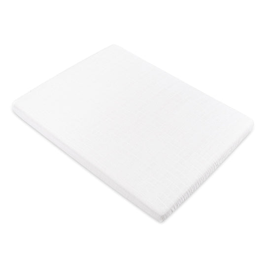 Babyletto's All-Stages Midi Crib Sheet In GOTS Certified Organic Muslin Cotton in -- Color_White