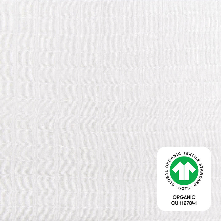 Babyletto's All-Stages Midi Crib Sheet In GOTS Certified Organic Muslin Cotton with ORGANIC tag in -- Color_White