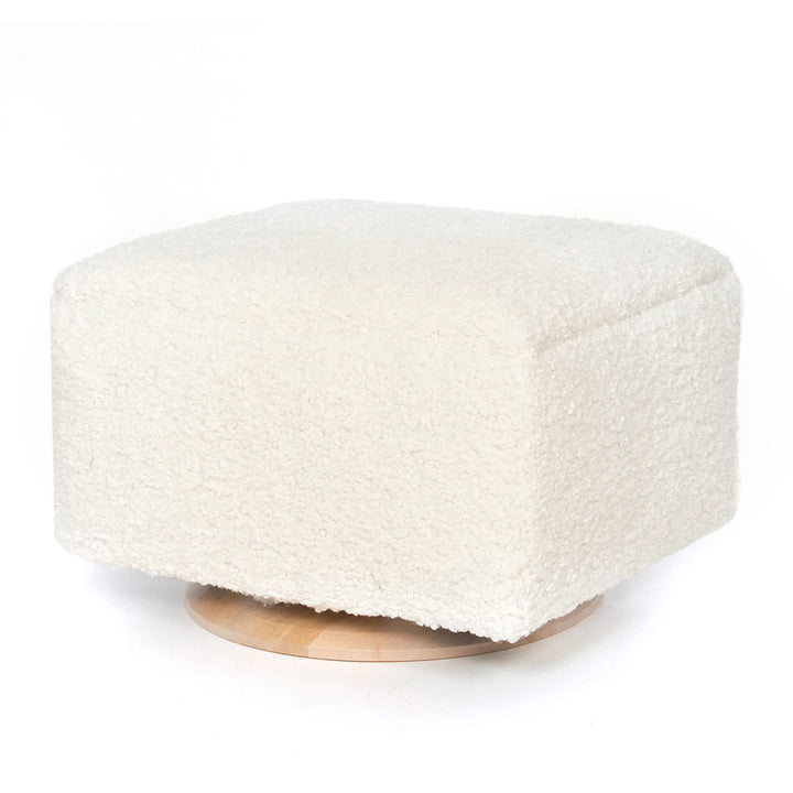 Small Stationary Ottoman With Wood Base